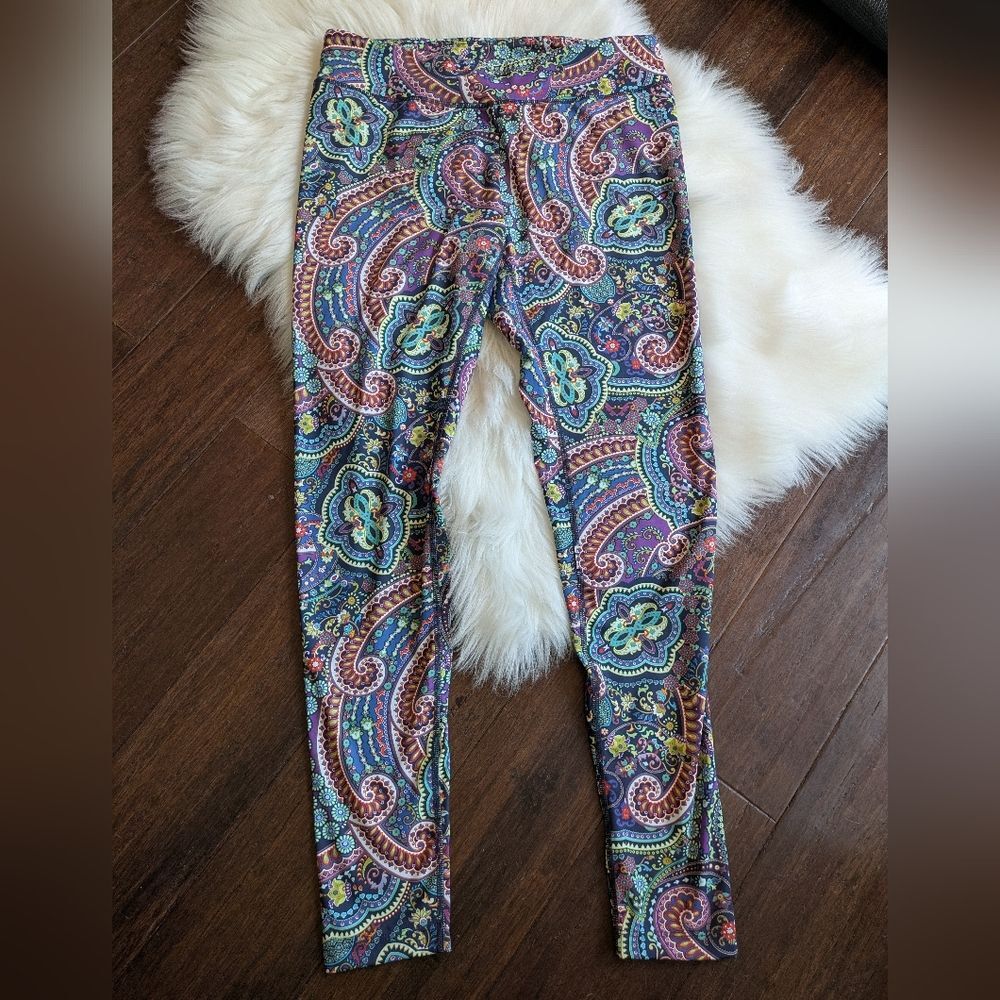 Kira Grace paisley legging L Large Purple Blue Green